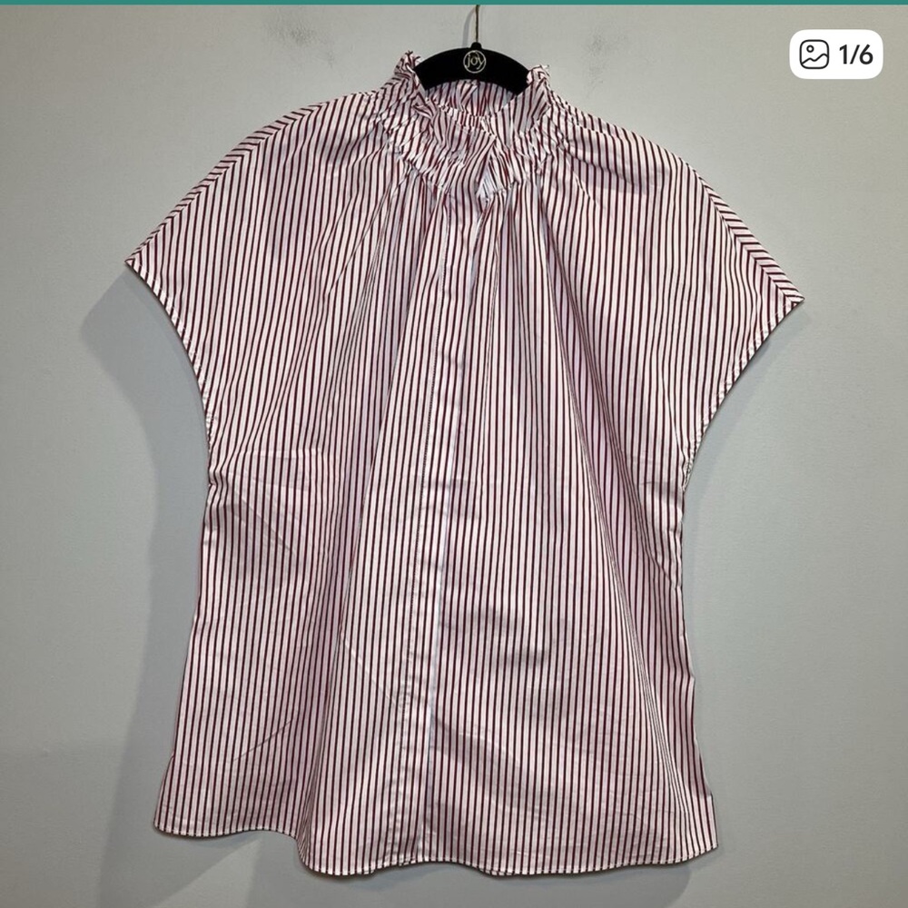Pomander Place Tuckernuck Red Stripe Rae Blouse Size Small Ladies Button Up Top